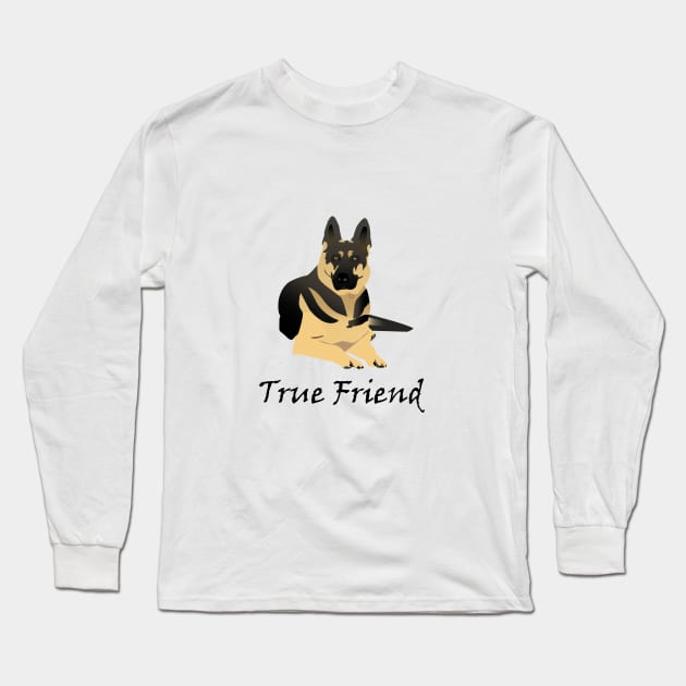 Lying German Shepherd Dog is a True Friend Long Sleeve T-Shirt by NorseTech